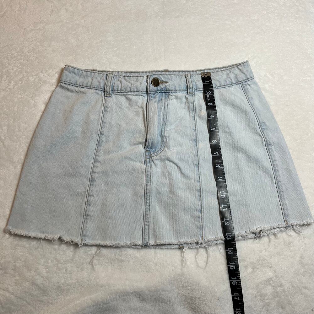 Zara Denim Mini Skirt w/ Raw Hem Size M Casual Festival Y2K Summer Cotton 90s - Picture 8 of 10